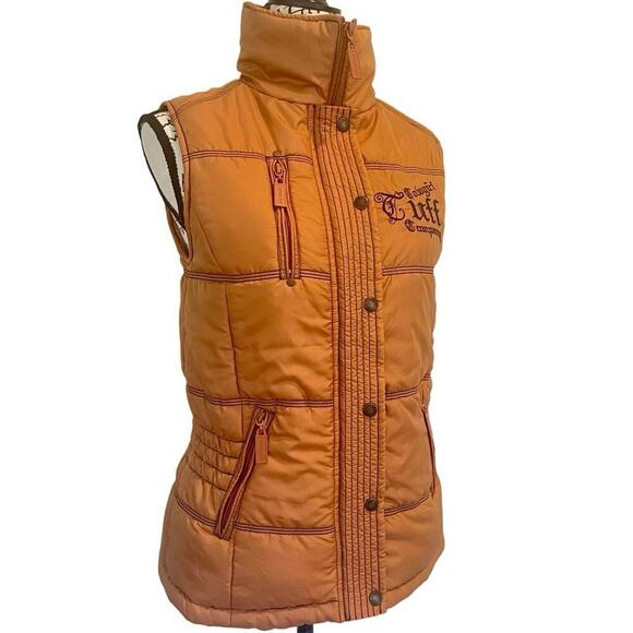 COWGIRL TUFF Co. PUFFER VEST SIP BUTTON DOWN GOLD/BLACK EMBROIDERED SZ S COUNTRY - Picture 10 of 16